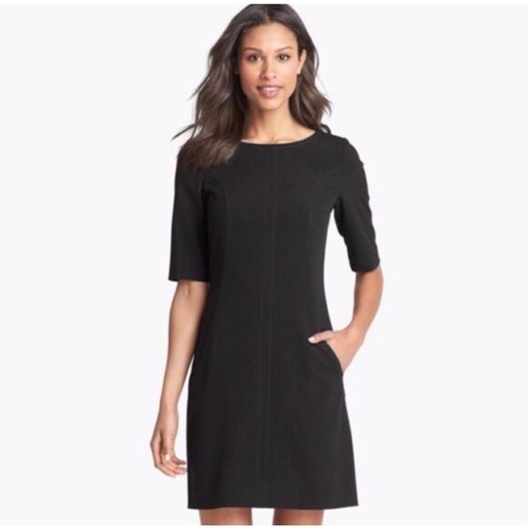 ✨Tahari Seamed A-line Sz 10 Black Dress✨ - Picture 1 of 7